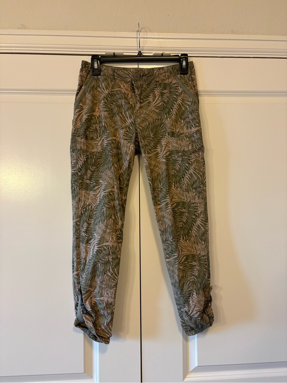 Democracy Olive Green Tropical Print Cargo Pants